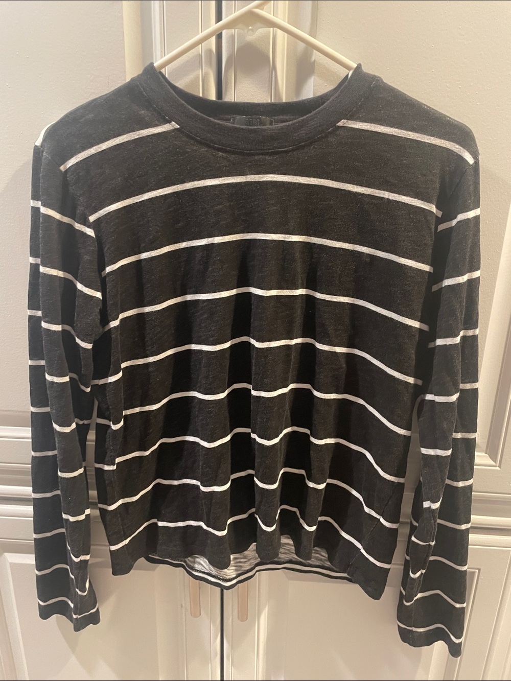 ATM Anthony Thomas Melillo Black and White Striped Long-Sleeve Tee